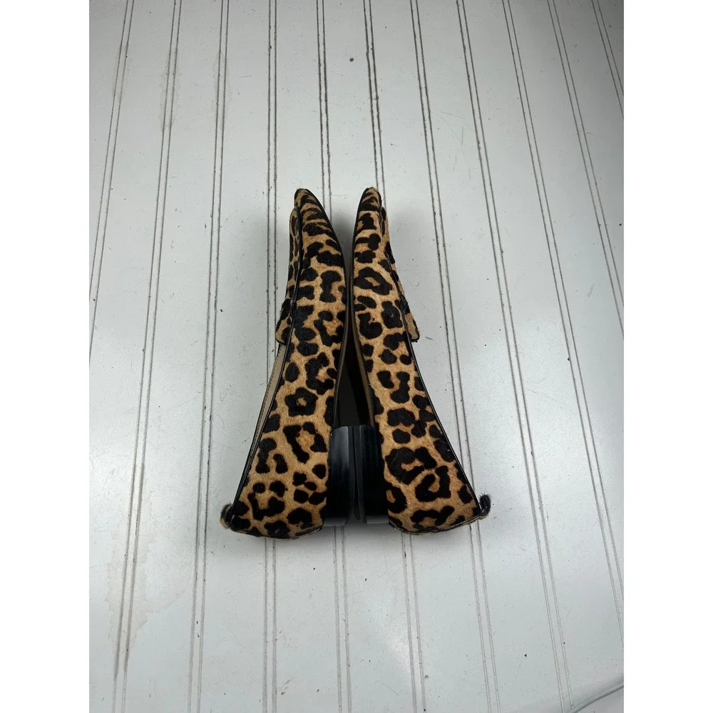 Franco Sarto Leopard Calf Hair Pointed Toe Loafers Flats Women's Size 8.5